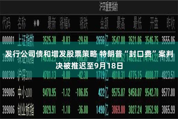 发行公司债和增发股票策略 特朗普“封口费”案判决被推迟至9月18日