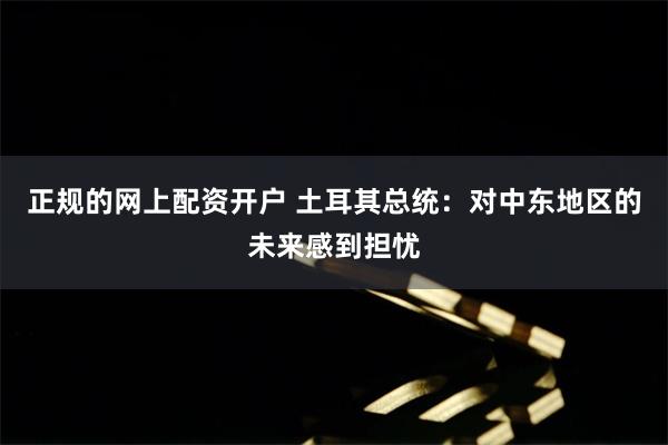 正规的网上配资开户 土耳其总统：对中东地区的未来感到担忧