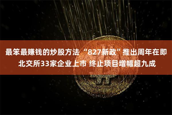 最笨最赚钱的炒股方法 “827新政”推出周年在即 北交所33家企业上市 终止项目增幅超九成