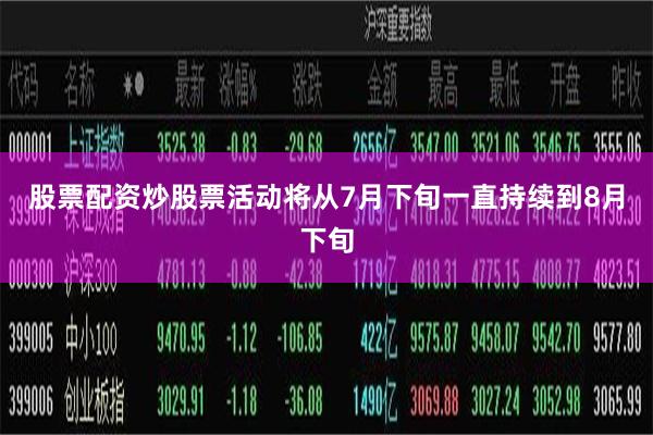 股票配资炒股票活动将从7月下旬一直持续到8月下旬